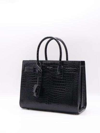 YSL Sac De Jour鱷魚壓紋手提斜背包