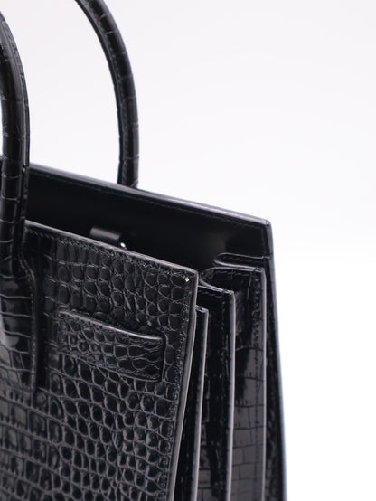 YSL Sac De Jour鱷魚壓紋手提斜背包