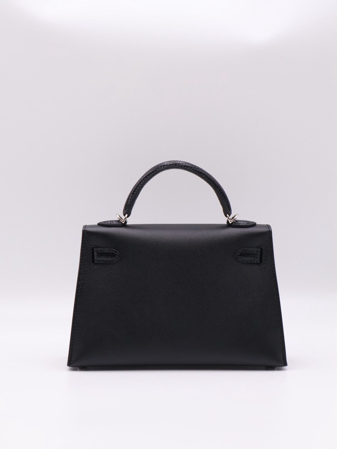 HERMES Mini Kelly ll Touch - Noir 89 蜥蜴拚皮黑銀