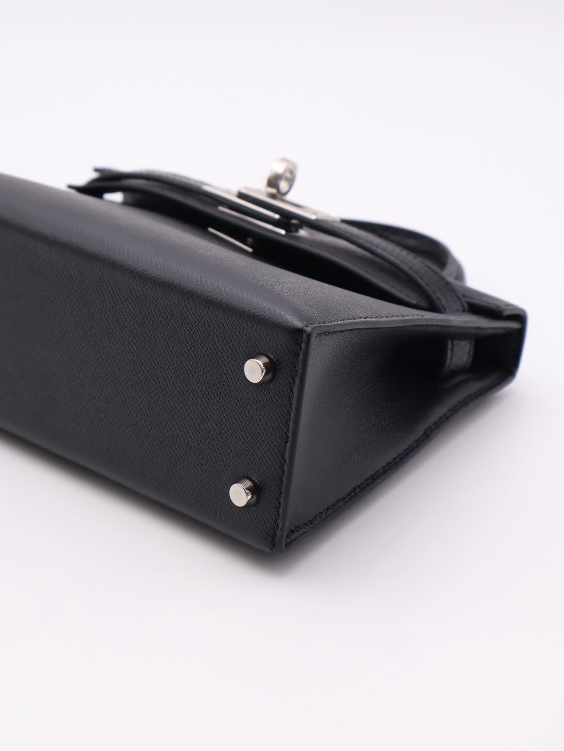 HERMES Mini Kelly ll Touch - Noir 89 蜥蜴拚皮黑銀