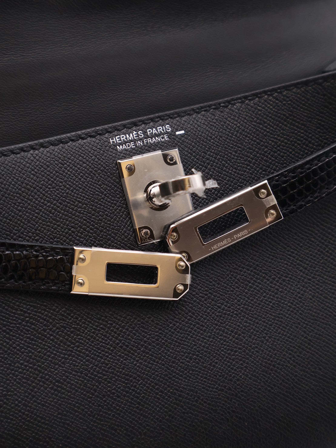 HERMES Mini Kelly ll Touch - Noir 89 蜥蜴拚皮黑銀