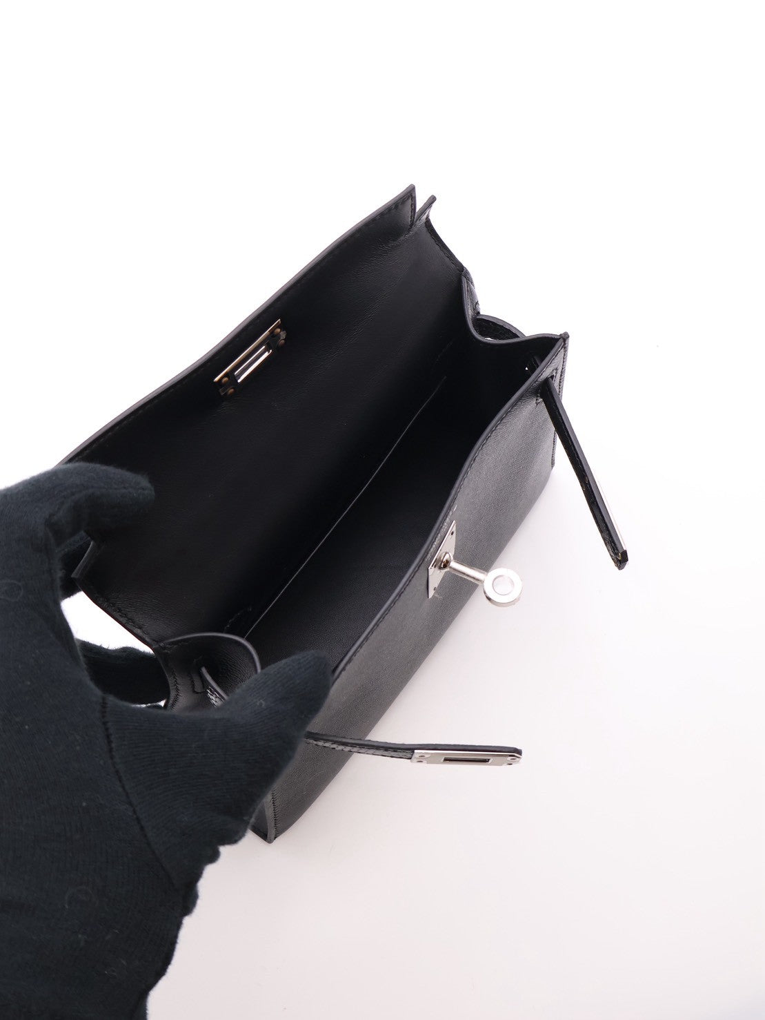 HERMES Mini Kelly ll Touch - Noir 89 蜥蜴拚皮黑銀