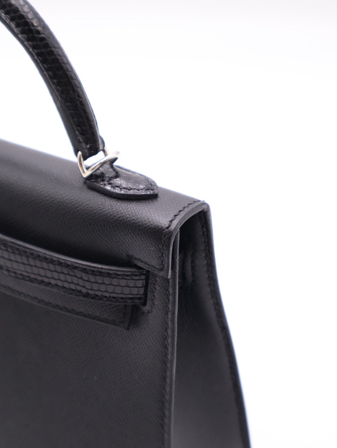 HERMES Mini Kelly ll Touch - Noir 89 蜥蜴拚皮黑銀