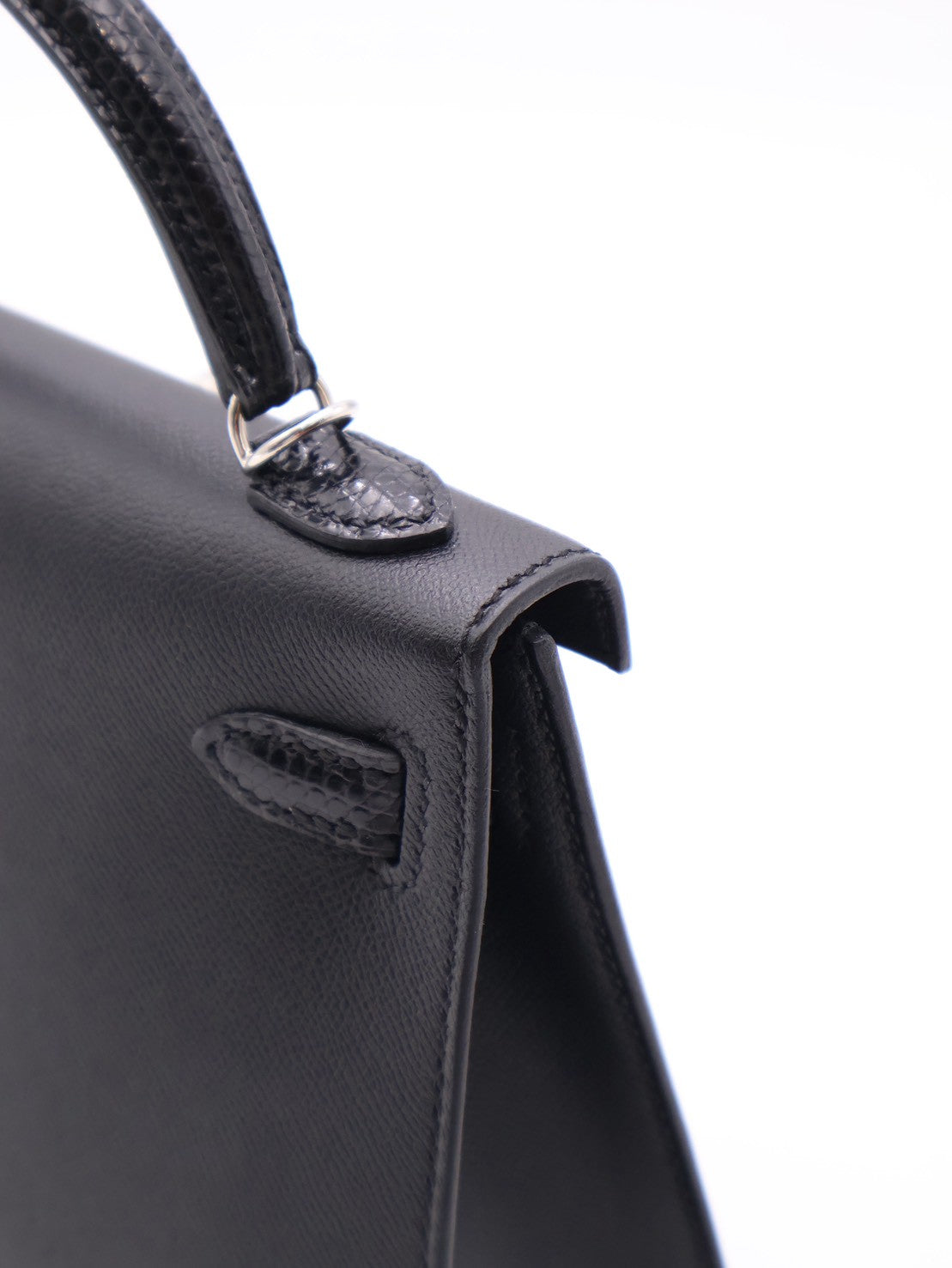 HERMES Mini Kelly ll Touch - Noir 89 蜥蜴拚皮黑銀