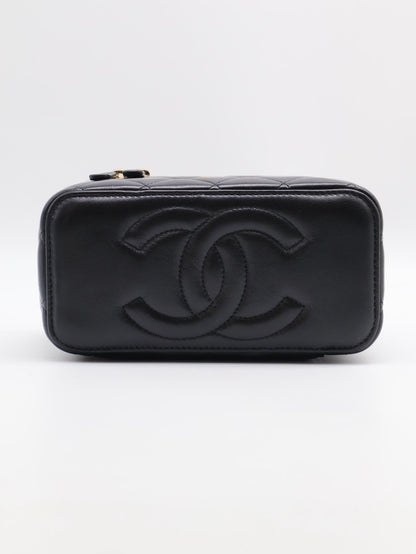 CHANEL 金球羊皮長盒子 - 黑金