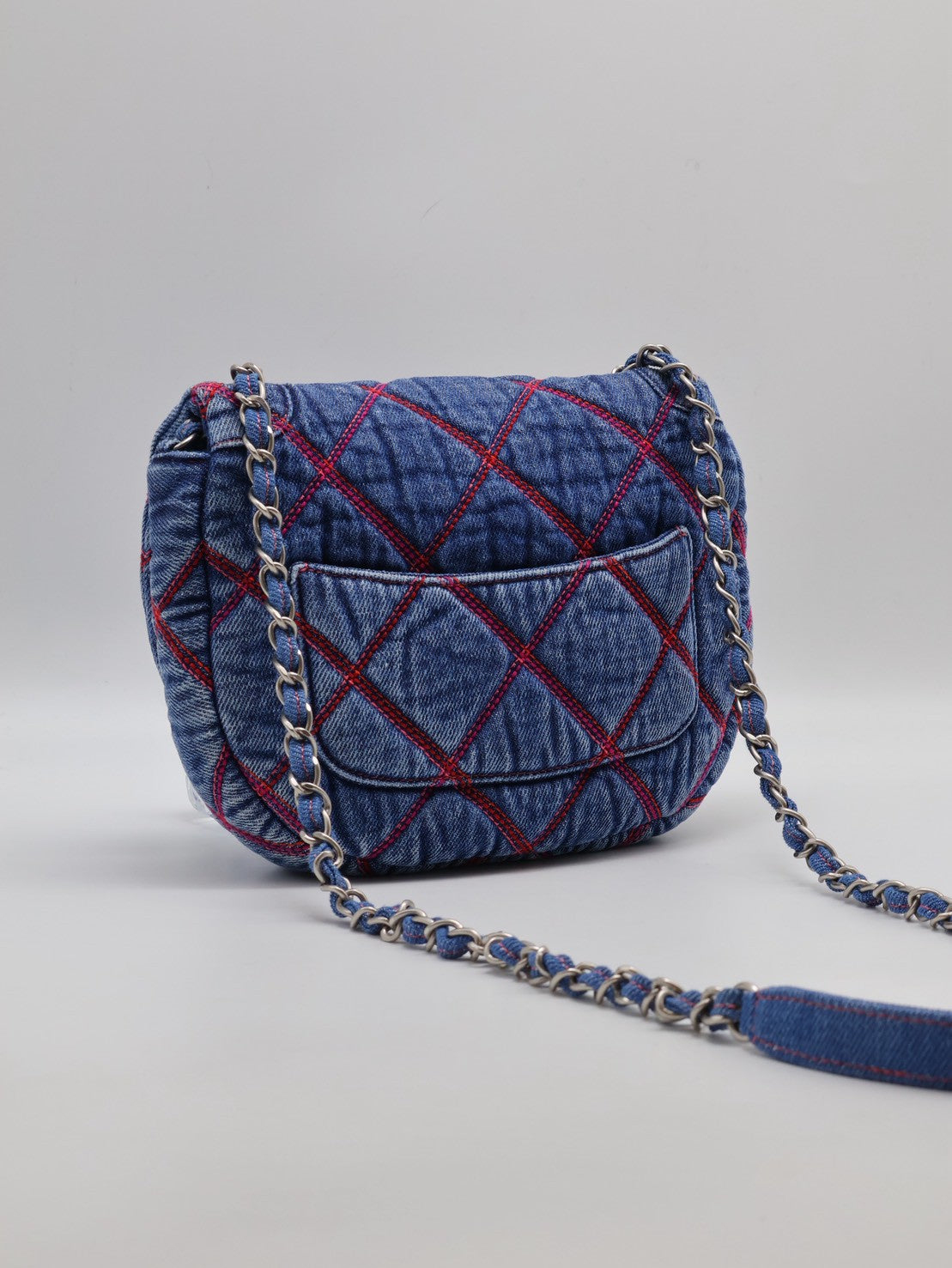CHANEL 菱格紋牛仔馬鞍包