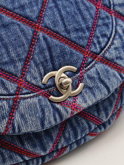 CHANEL 菱格紋牛仔馬鞍包