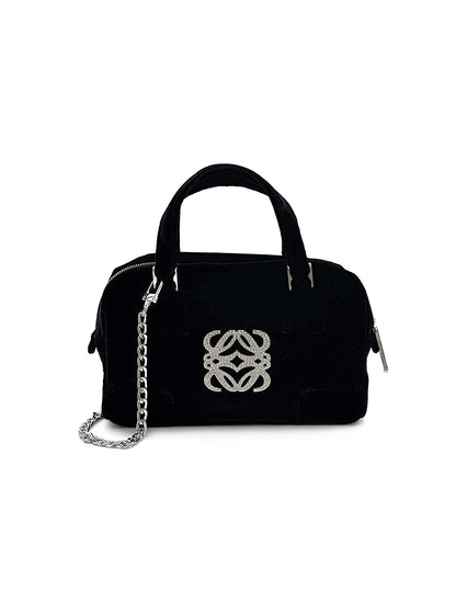 LOEWE Amazona迷你天鵝絨手提包 - 黑