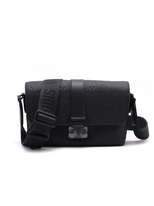 LOUIS VUITTON S-Cape 壓紋牛皮郵差包 - 黑