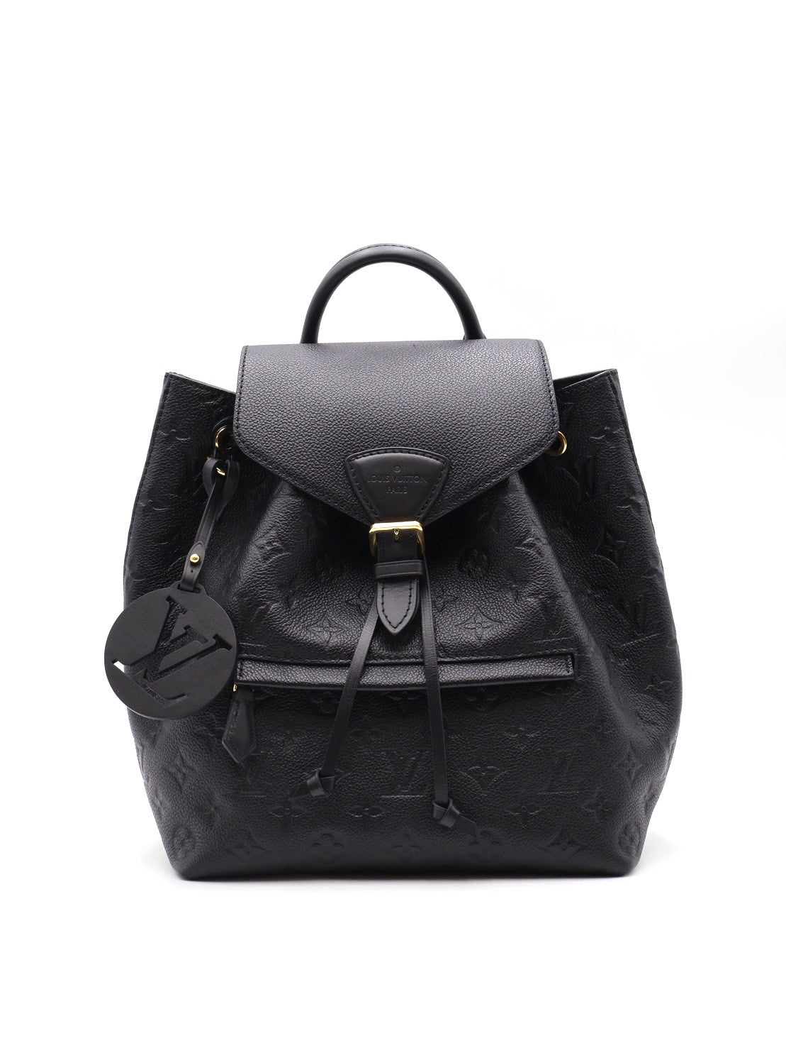 LOUIS VUITTON Montsouris壓紋牛皮後背包 - 黑