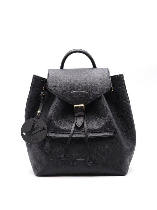 LOUIS VUITTON Montsouris壓紋牛皮後背包 - 黑