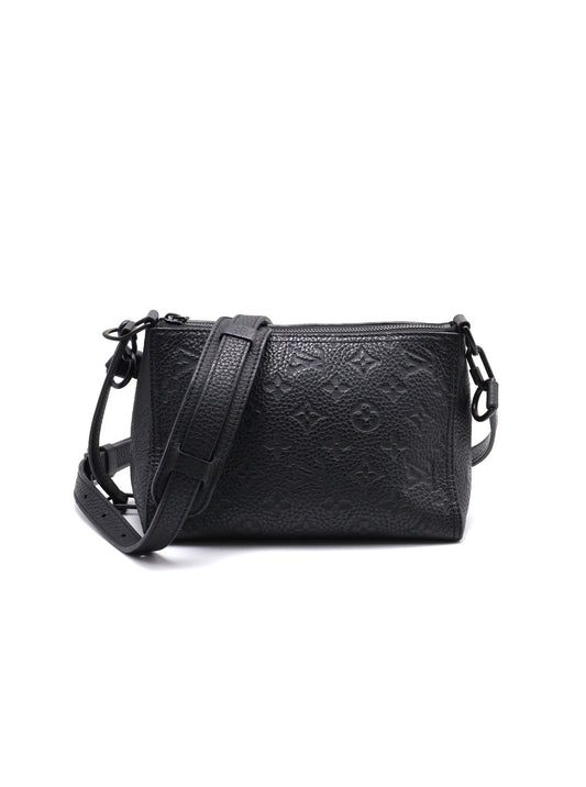 LOUIS VUITTON Triangle 壓紋牛皮郵差包 - 黑