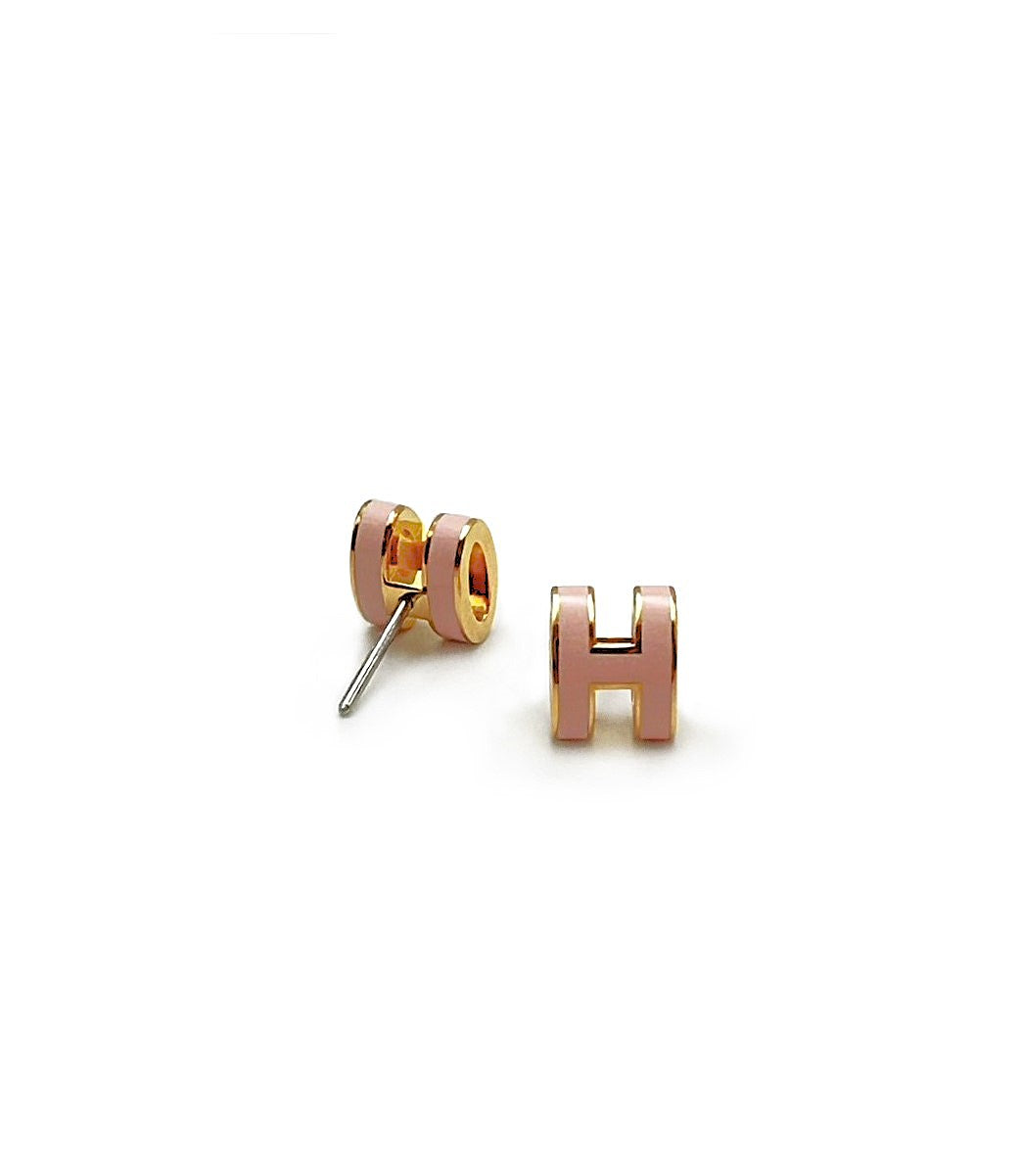 HERMES Mini Pop H耳環 - 糖果粉金