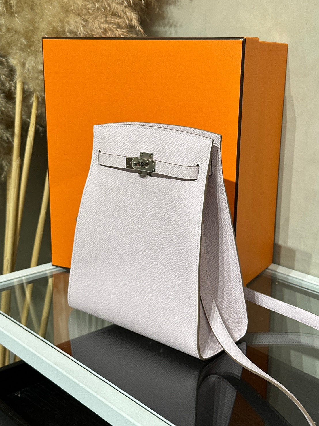 HERMES Kelly sport PM - Mauve Pale 09 夢幻粉銀 B