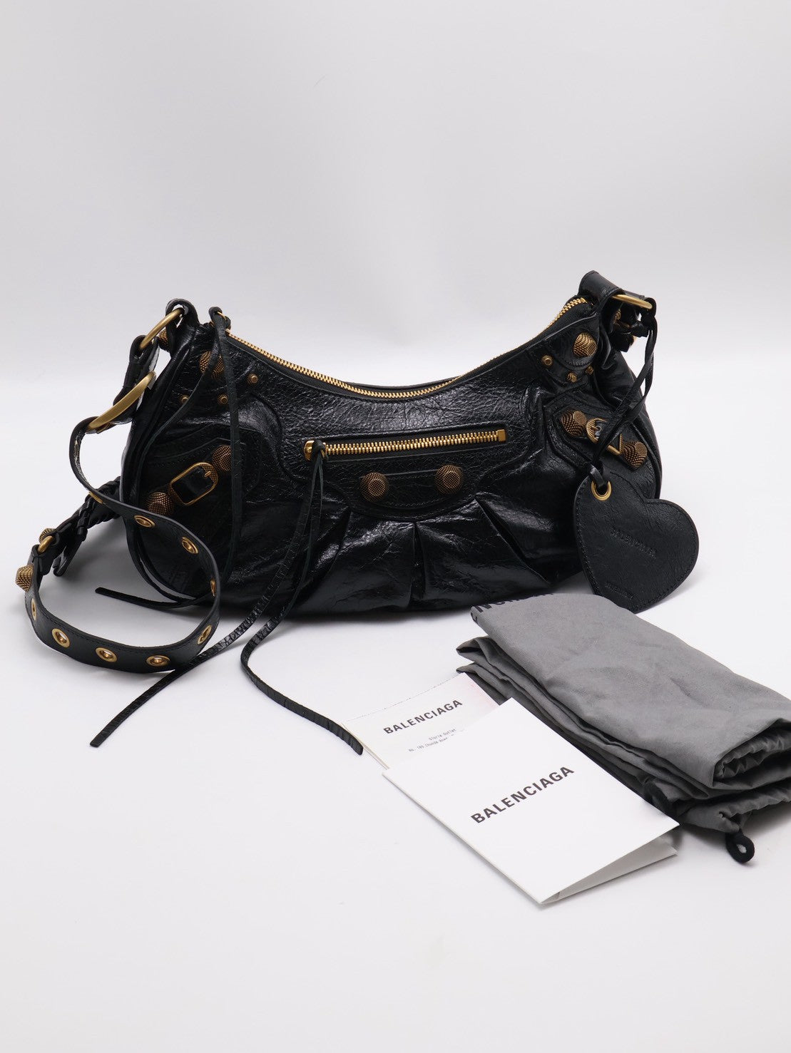 Balenciaga Le cagole半月機車包 - S黑金
