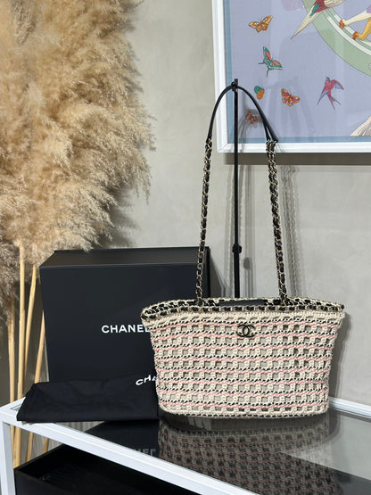 CHANEL 25C棉質鉤織托特包