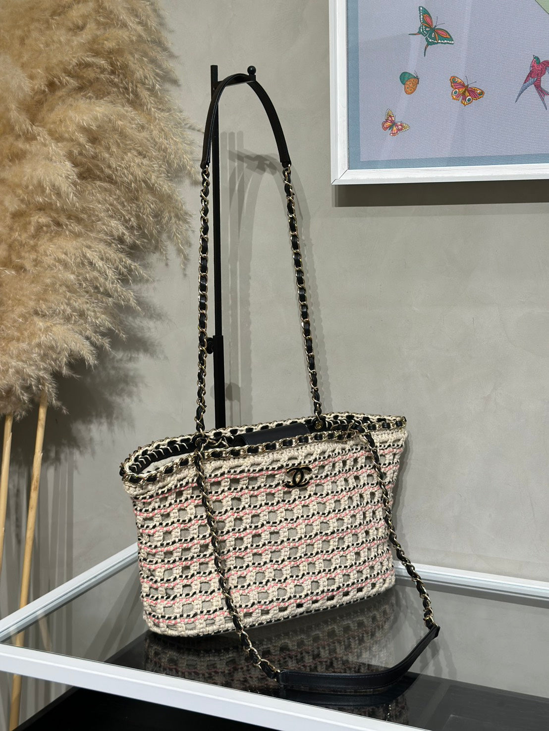 CHANEL 25C棉質鉤織托特包