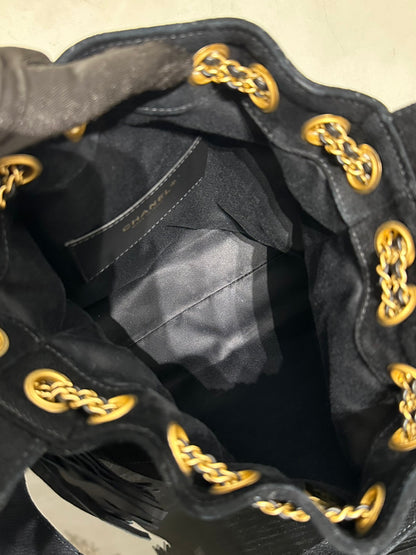 CHANEL 25A麂皮流蘇水桶包 - 黑金