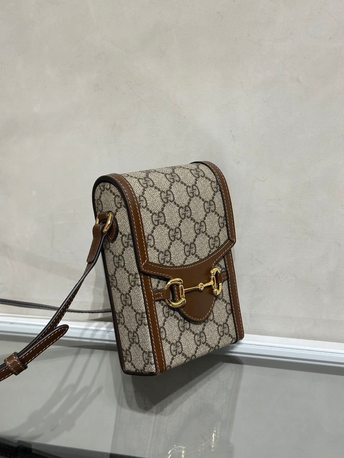 GUCCI Horsebit 1955馬銜手機包 - 棕