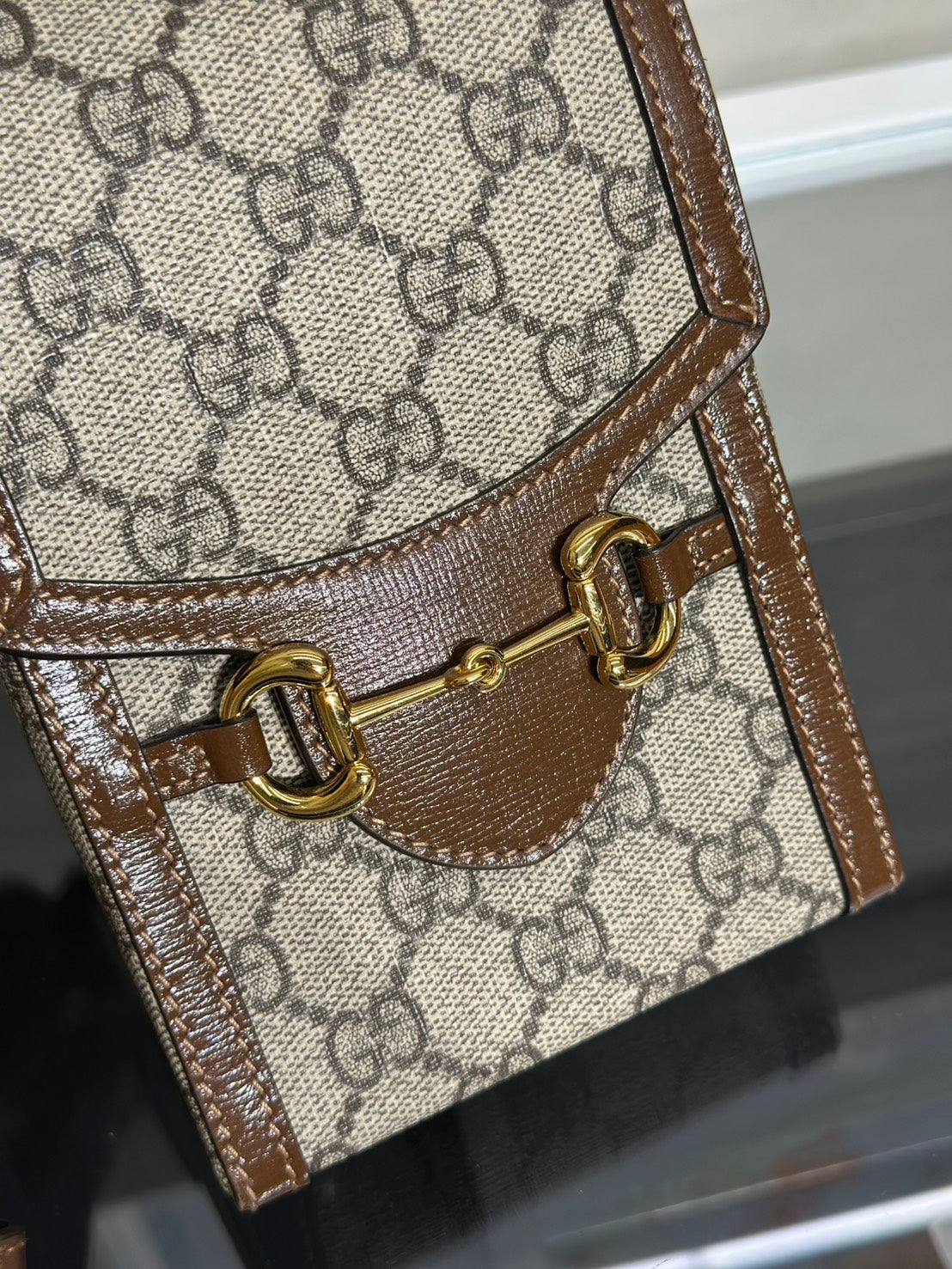 GUCCI Horsebit 1955馬銜手機包 - 棕