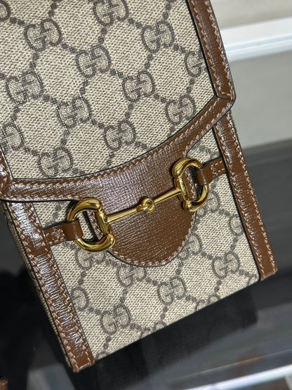 GUCCI Horsebit 1955馬銜手機包 - 棕