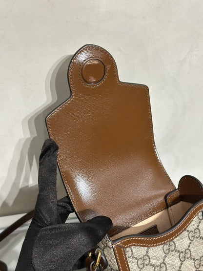 GUCCI Horsebit 1955馬銜手機包 - 棕