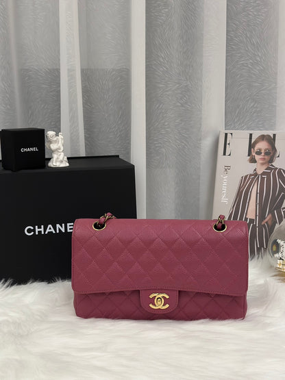 CHANEL 經典口蓋包 CF25 - 玫瑰粉金7開