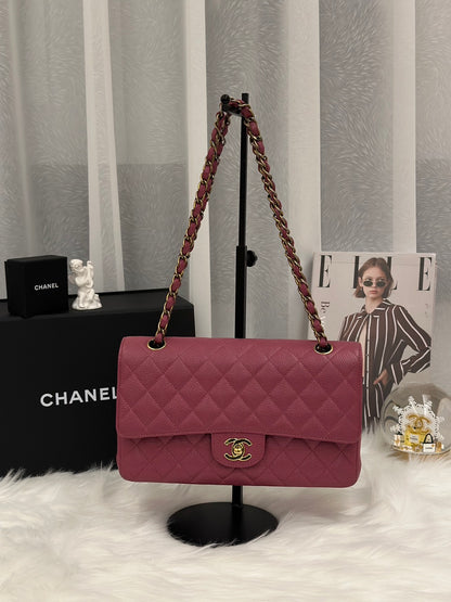 CHANEL 經典口蓋包 CF25 - 玫瑰粉金7開