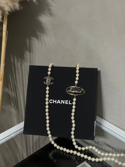 CHANEL 24C星星雙C珍珠長項鍊
