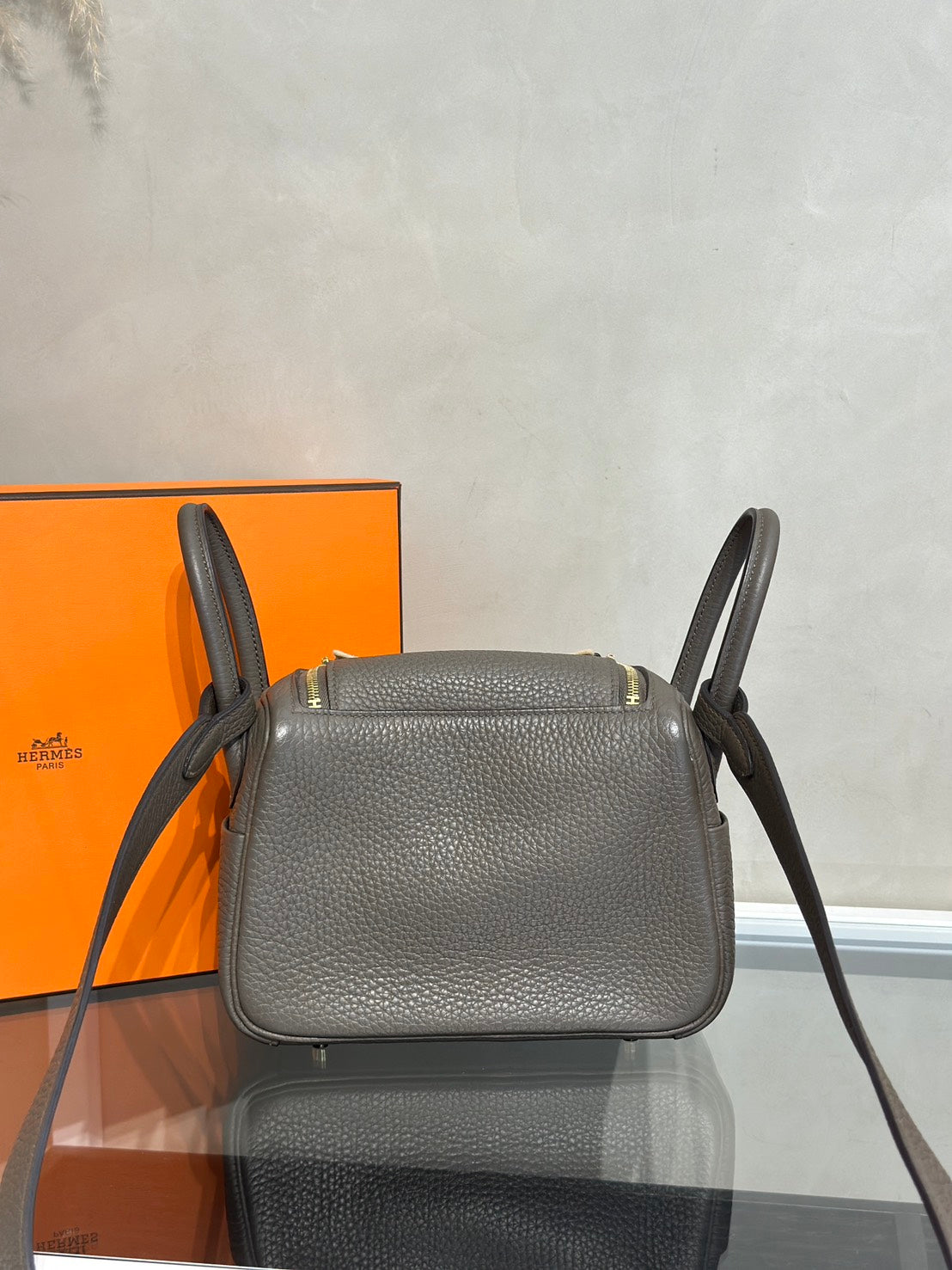 HERMES Mini Lindy - 錫器灰金 Y