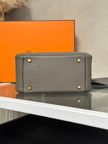 HERMES Mini Lindy - 錫器灰金 Y