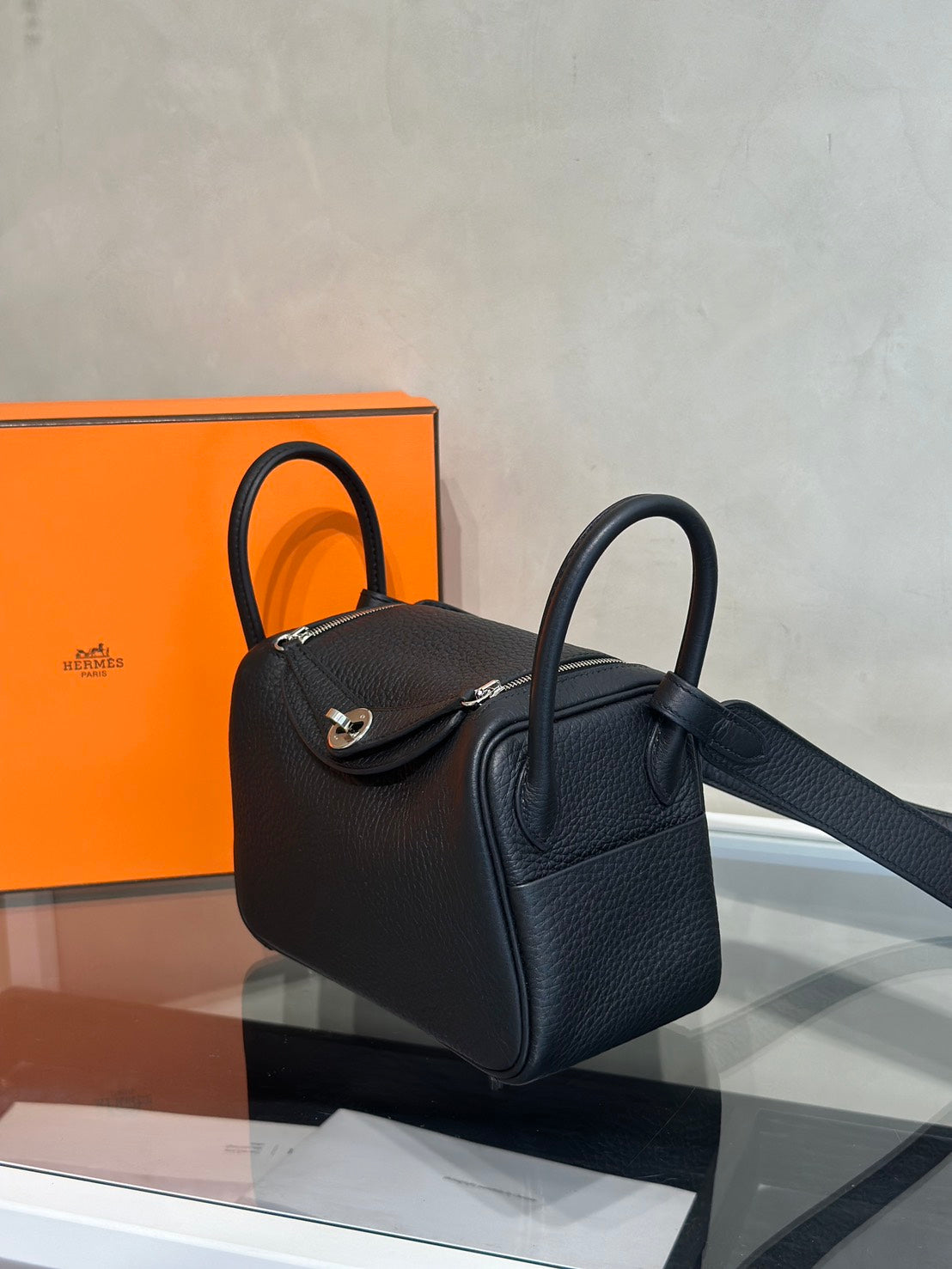 HERMES Mini Lindy ll - Noir 89 黑銀 W