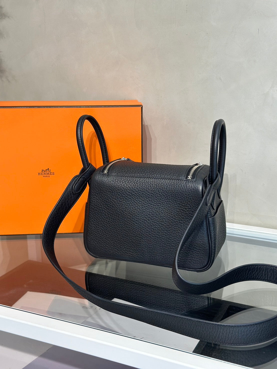 HERMES Mini Lindy ll - Noir 89 黑銀 W