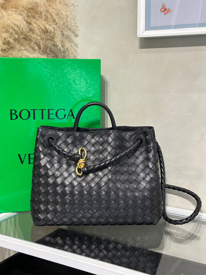 BOTTEGA VENETA Andiamo編織單肩包 - 中號黑金