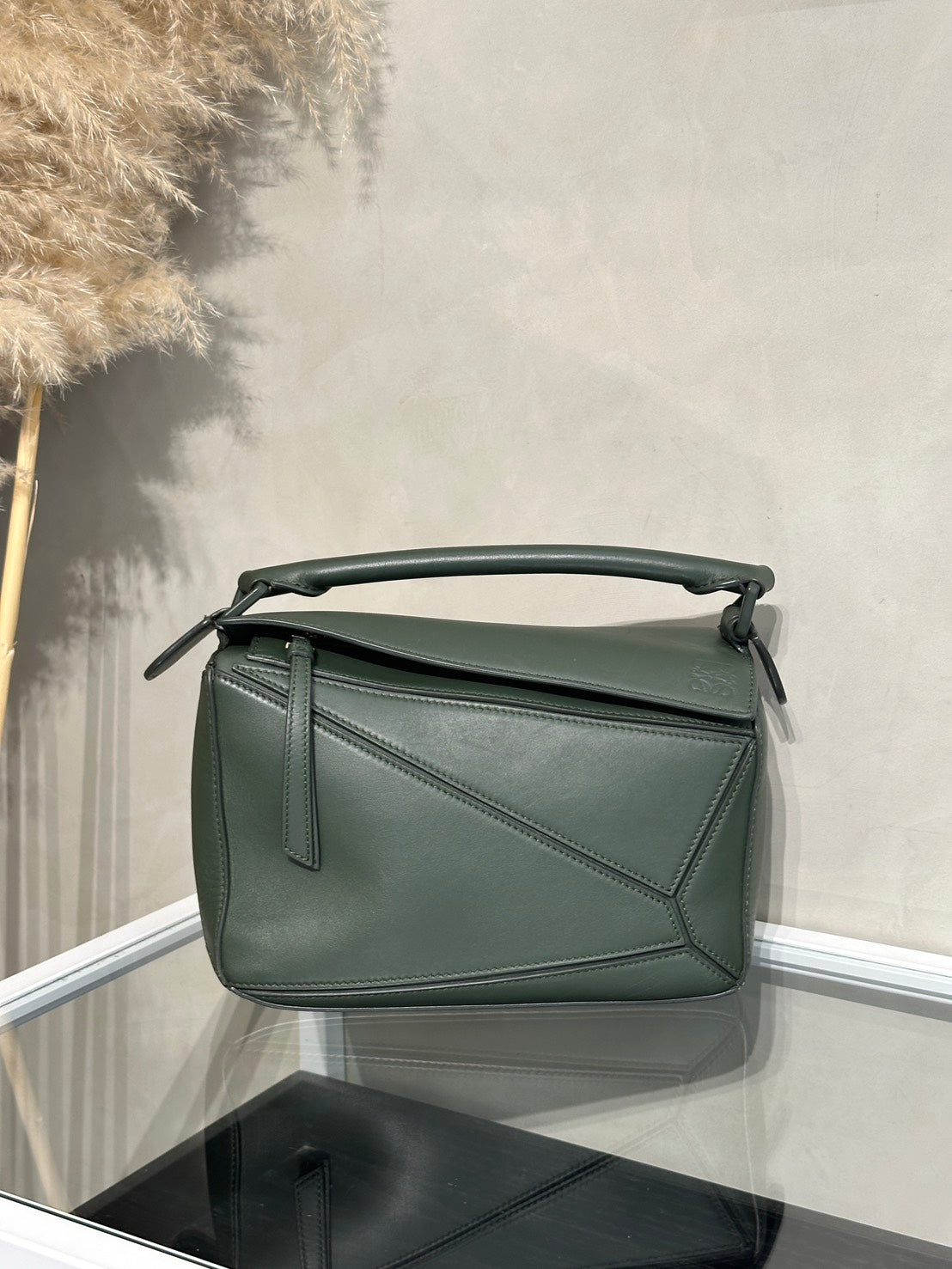 LOEWE Puzzle小牛皮手袋 - 小號綠