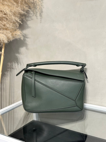 LOEWE Puzzle小牛皮手袋 - 小號綠