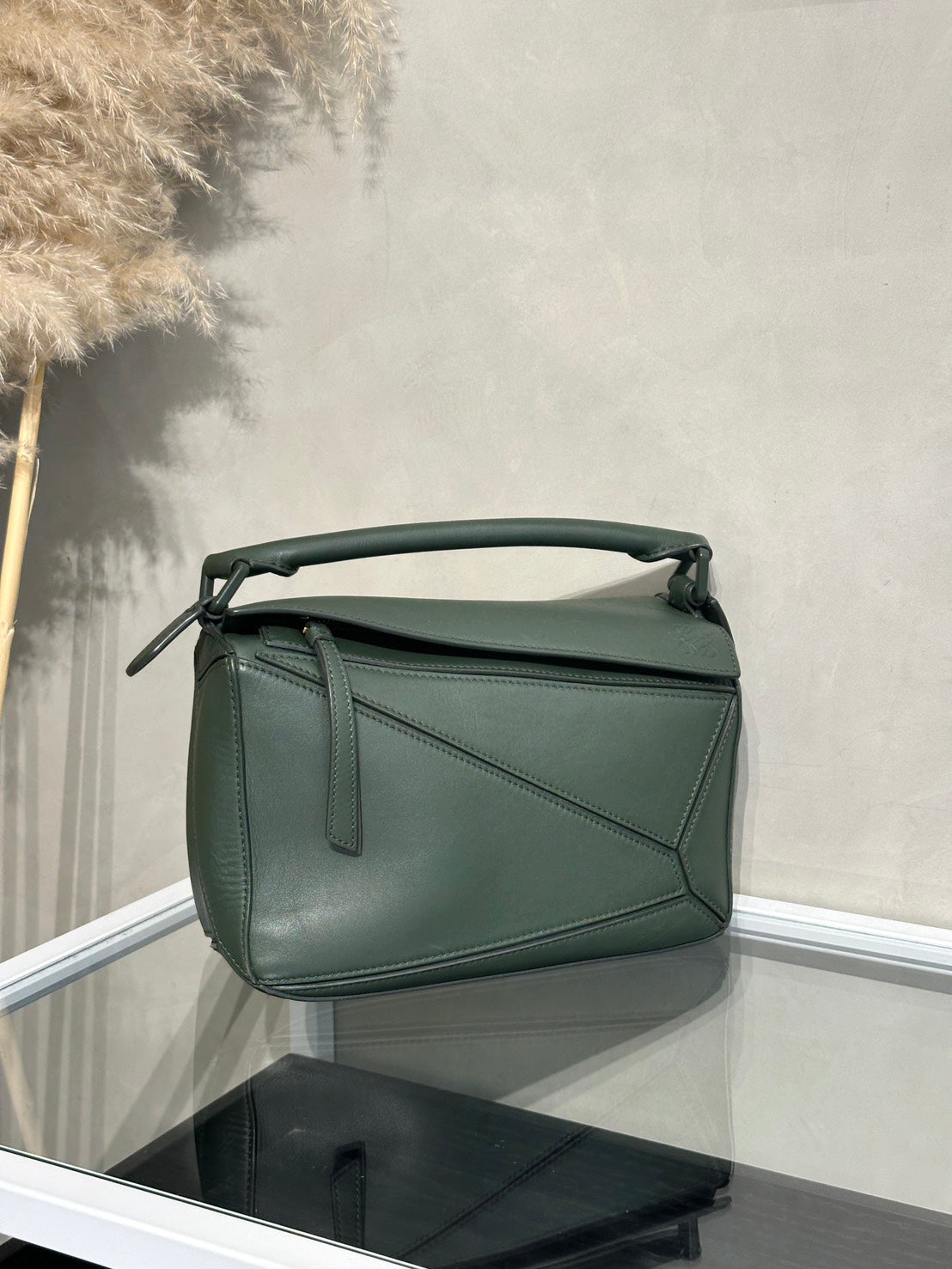 LOEWE Puzzle小牛皮手袋 - 小號綠