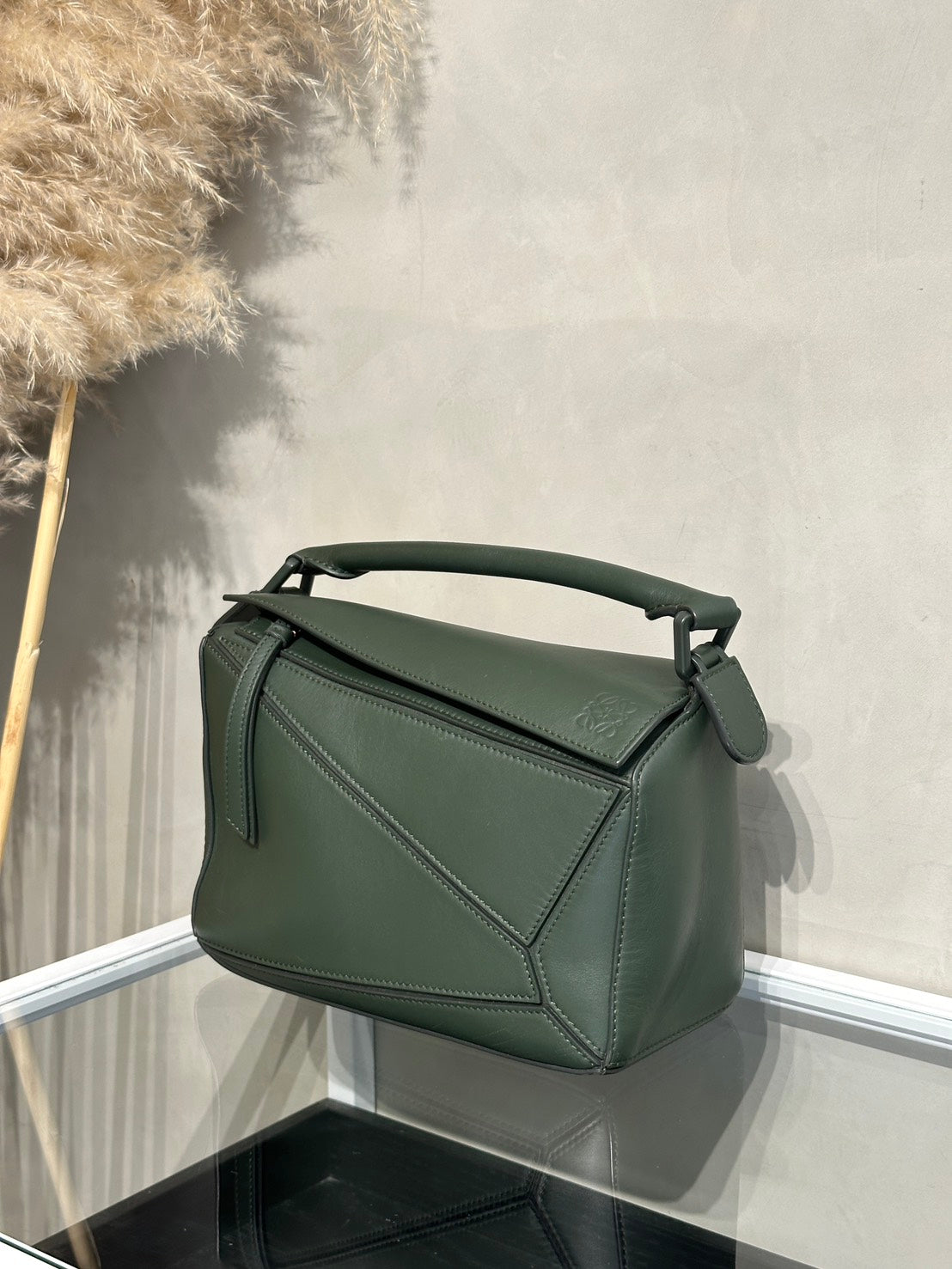 LOEWE Puzzle小牛皮手袋 - 小號綠