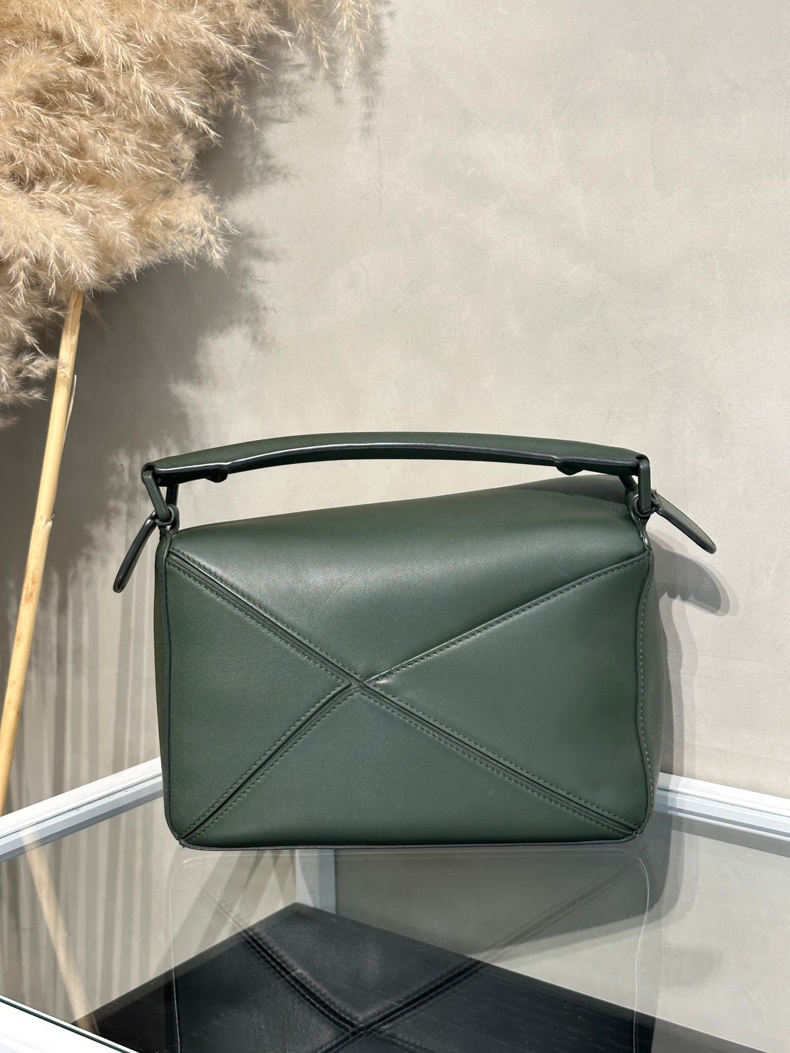LOEWE Puzzle小牛皮手袋 - 小號綠