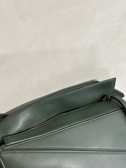 LOEWE Puzzle小牛皮手袋 - 小號綠