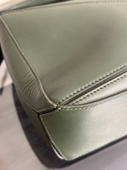 LOEWE Puzzle小牛皮手袋 - 小號綠