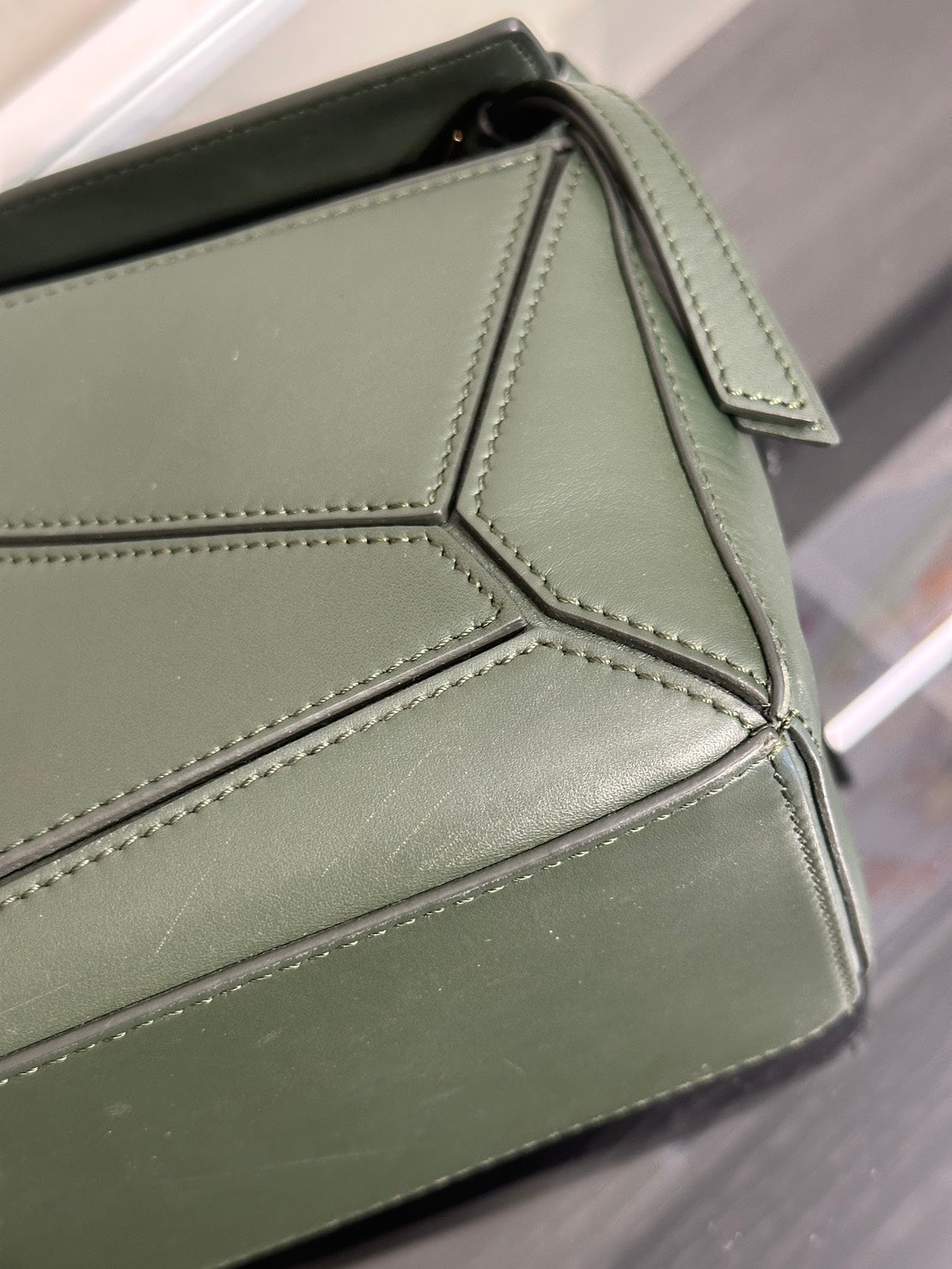 LOEWE Puzzle小牛皮手袋 - 小號綠