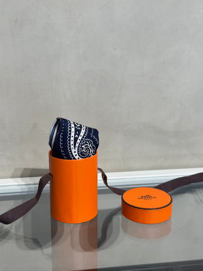 HERMES Cheval de Coeur Bandana愛心駿馬Twilly - 藍