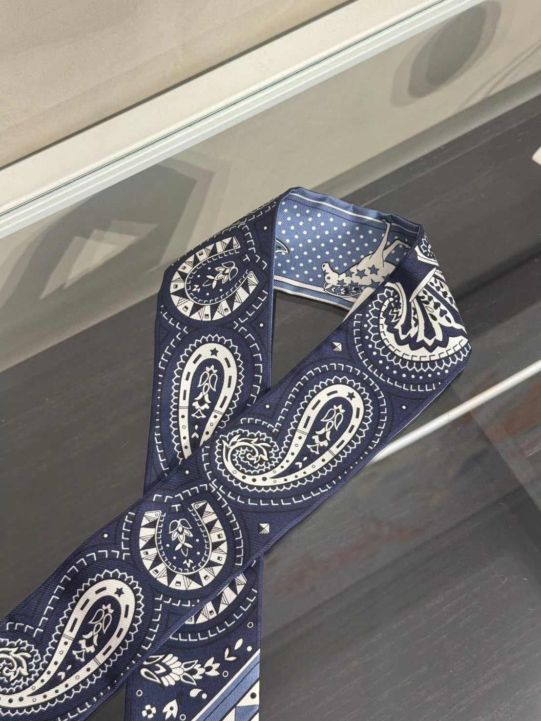 HERMES Cheval de Coeur Bandana愛心駿馬Twilly - 藍