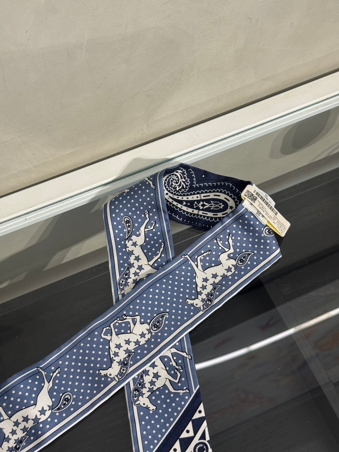 HERMES Cheval de Coeur Bandana愛心駿馬Twilly - 藍