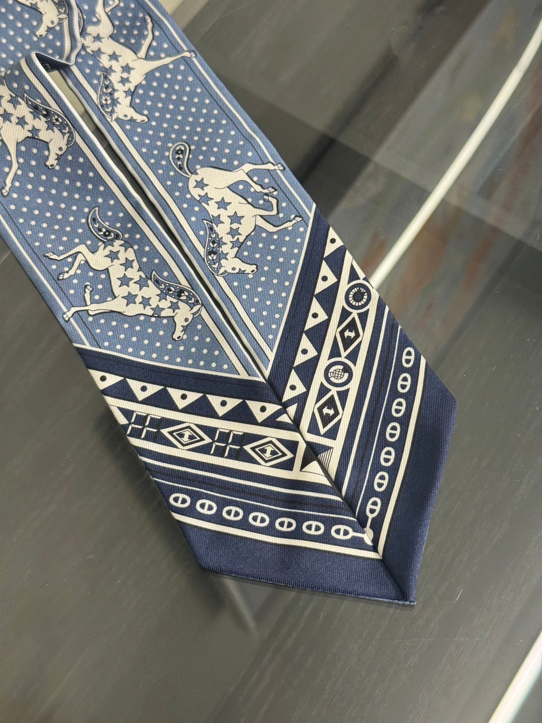 HERMES Cheval de Coeur Bandana愛心駿馬Twilly - 藍