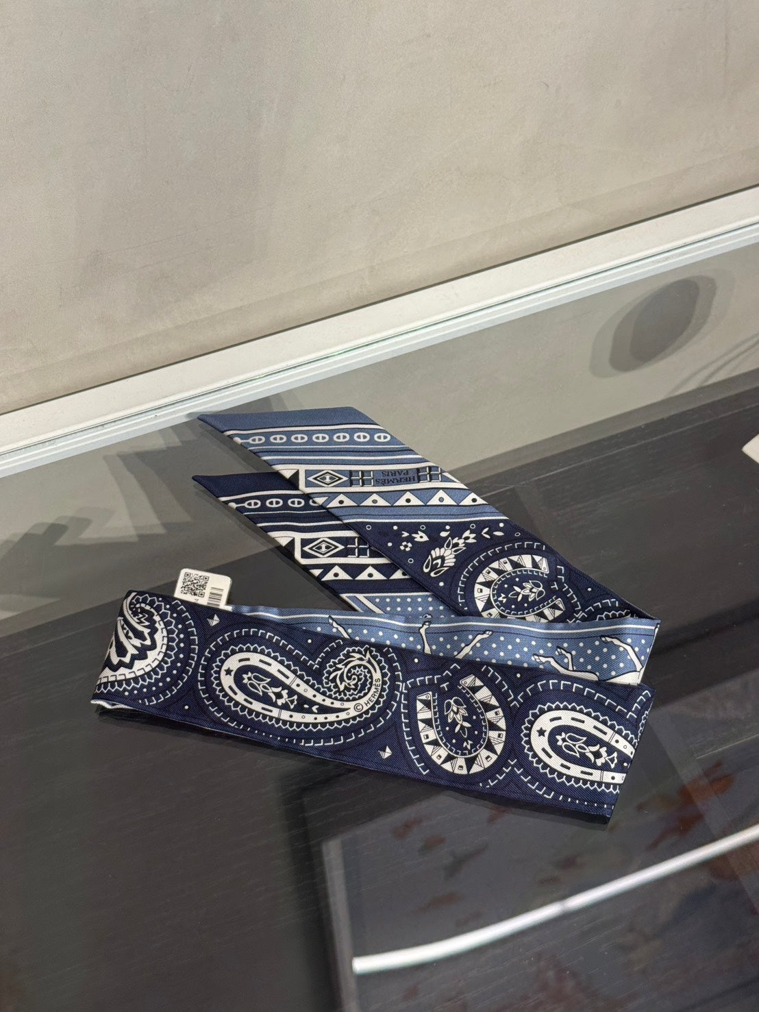 HERMES Cheval de Coeur Bandana愛心駿馬Twilly - 藍