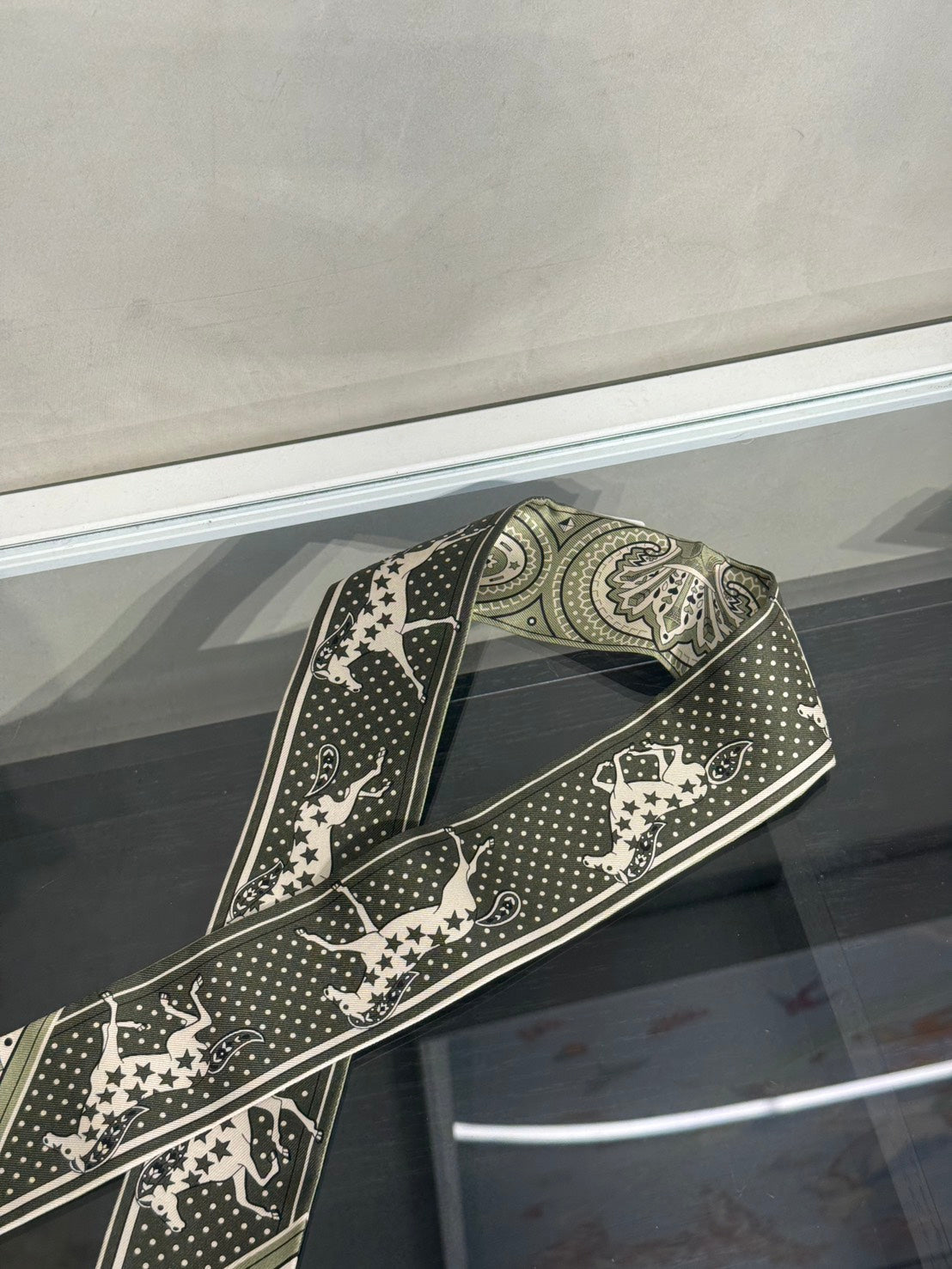 HERMES Cheval de Coeur Bandana愛心駿馬Twilly - 綠