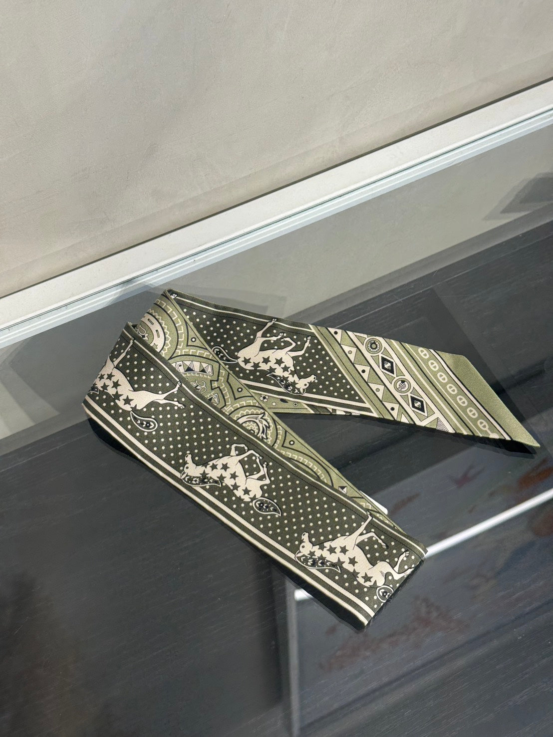 HERMES Cheval de Coeur Bandana愛心駿馬Twilly - 綠