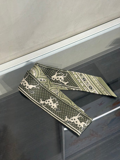 HERMES Cheval de Coeur Bandana愛心駿馬Twilly - 綠